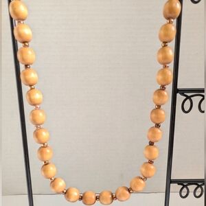 Vintage Chunky Wood Bead Necklace 21" Casual Boho Hippie Style Jewellery